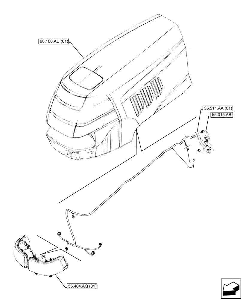 Схема запчастей Case IH PUMA 165 CVT - (55.511.AB) - HEADLIGHT, WIRE HARNESS (55) - ELECTRICAL SYSTEMS