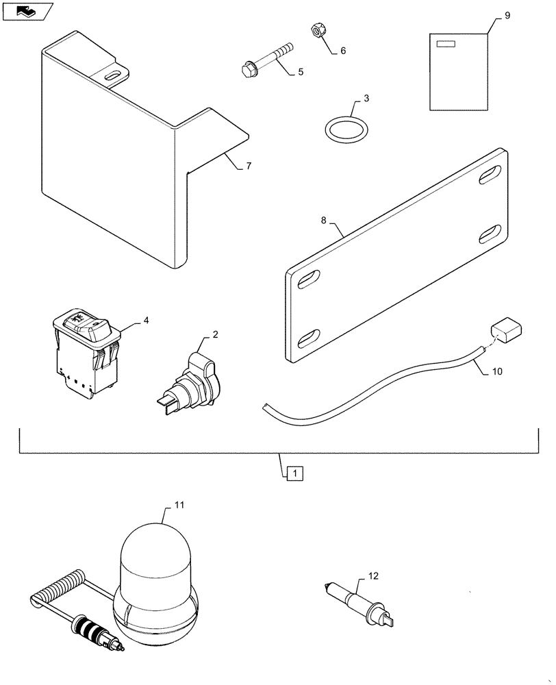 Схема запчастей Case IH WD1904 - (88.100.55[02]) - DIA BEACON MOUNT KIT (88) - ACCESSORIES