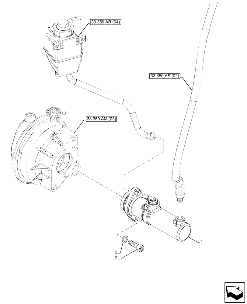 Схема запчастей Case IH PUMA 200 - (33.350.AU[04]) - VAR - 337479, 337480 - ANTILOCK BRAKING SYSTEM (ABS), BRAKE CYLINDER (33) - BRAKES & CONTROLS