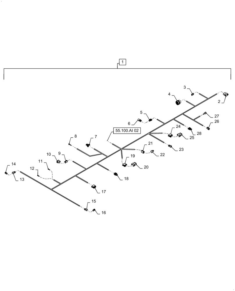 Схема запчастей Case IH TITAN 3540 - (55.100.AI[01]) - MAIN FRAME HARNESS (55) - ELECTRICAL SYSTEMS