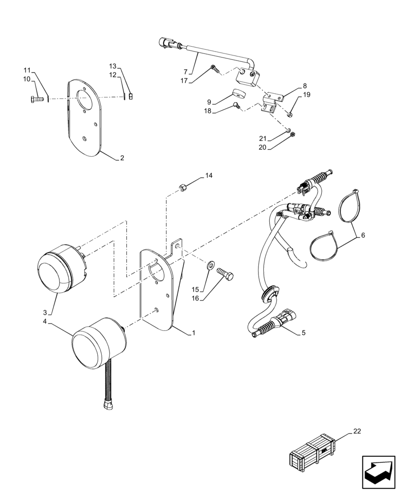 Схема запчастей Case IH FARMALL 120C - (88.100.55[03]) - DIA KIT, BACKUP ALARM (88) - ACCESSORIES