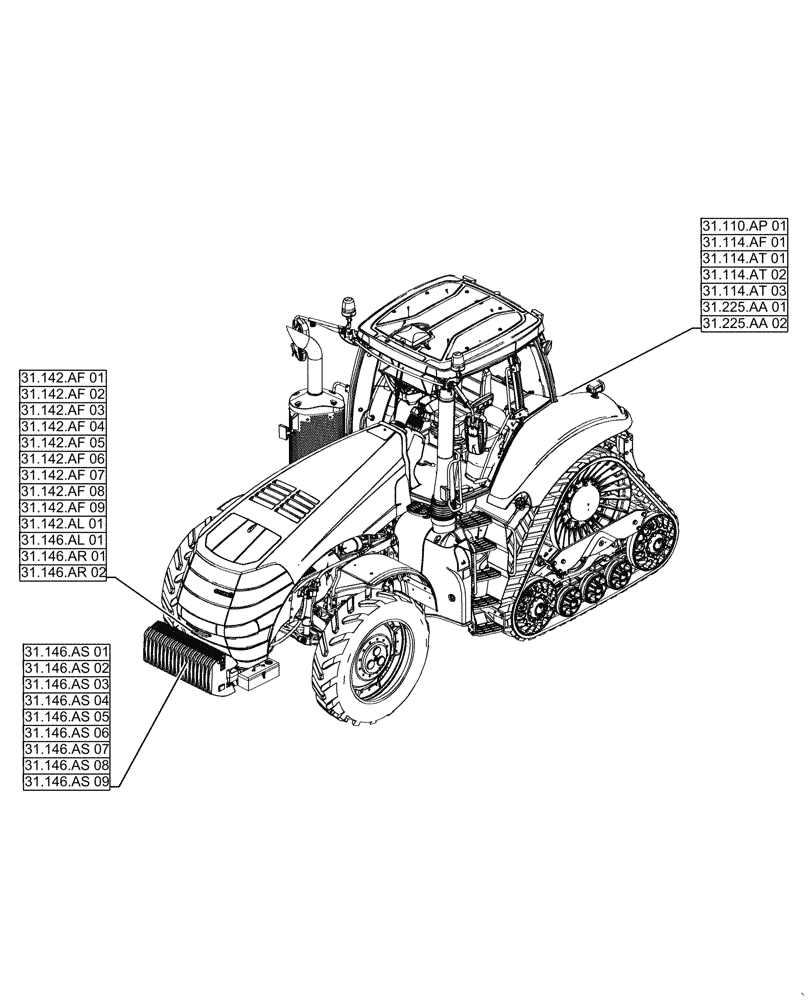 Схема запчастей Case IH MAGNUM 340 - (00.000.31[01]) - PICTORIAL INDEX - IMPLEMENT POWER TAKE-OFF (00) - GENERAL & PICTORIAL INDEX