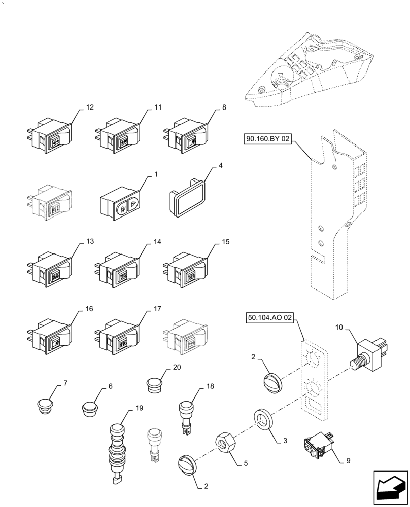 Схема запчастей Case IH PUMA1804 - (55.512.BL) - SWITCHES AND RELATED PARTS (55) - ELECTRICAL SYSTEMS