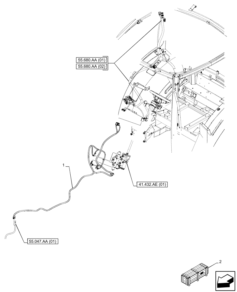 Схема запчастей Case IH PUMA 200 CVT - (55.680.AA[03]) - VAR - 338330, 758802, 758803, 758804, 758805, 758806, 758807, 758871 - STEERING VALVE, HARNESS, AUTOGUIDANCE SYSTEM (55) - ELECTRICAL SYSTEMS