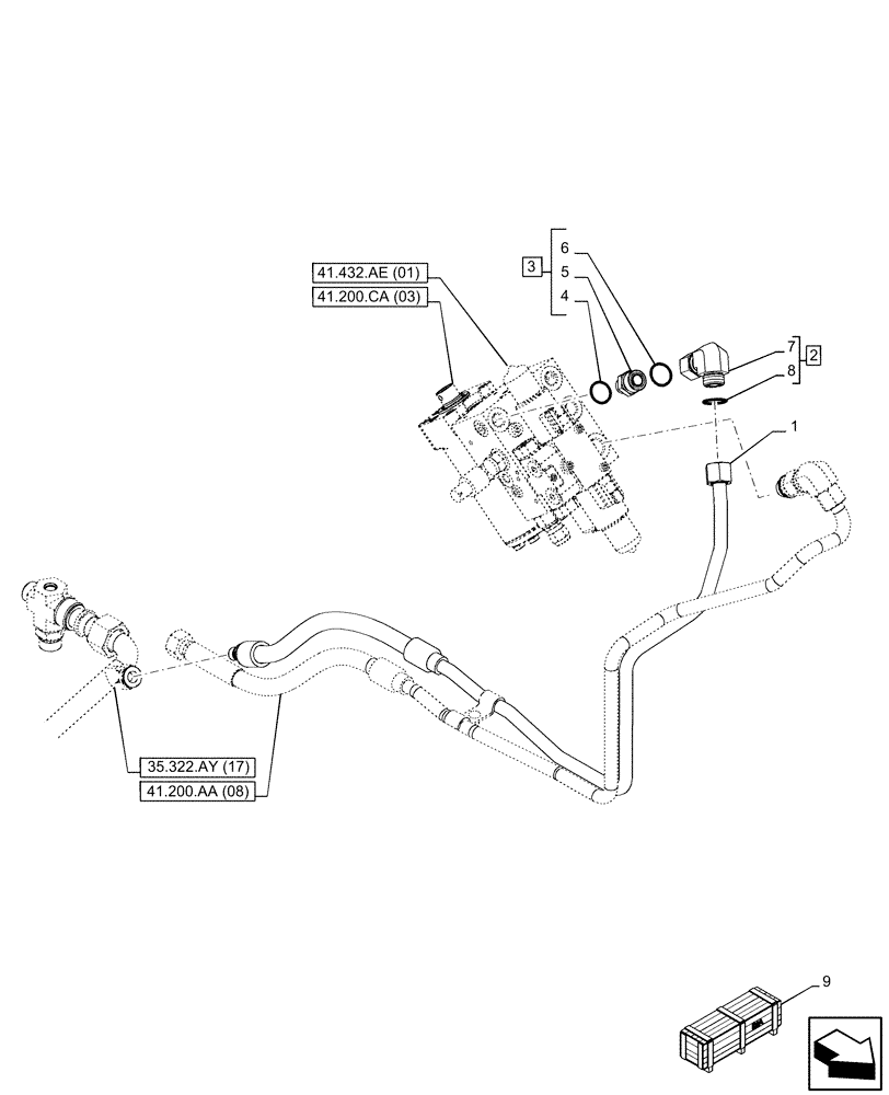 Схема запчастей Case IH PUMA 150 CVT - (41.200.AK[06]) - VAR - 758802, 758803, 758804, 758805, 758806, 758807, 758871 - STEERING, RETURN, LINE, CVT, AUTOGUIDANCE (41) - STEERING