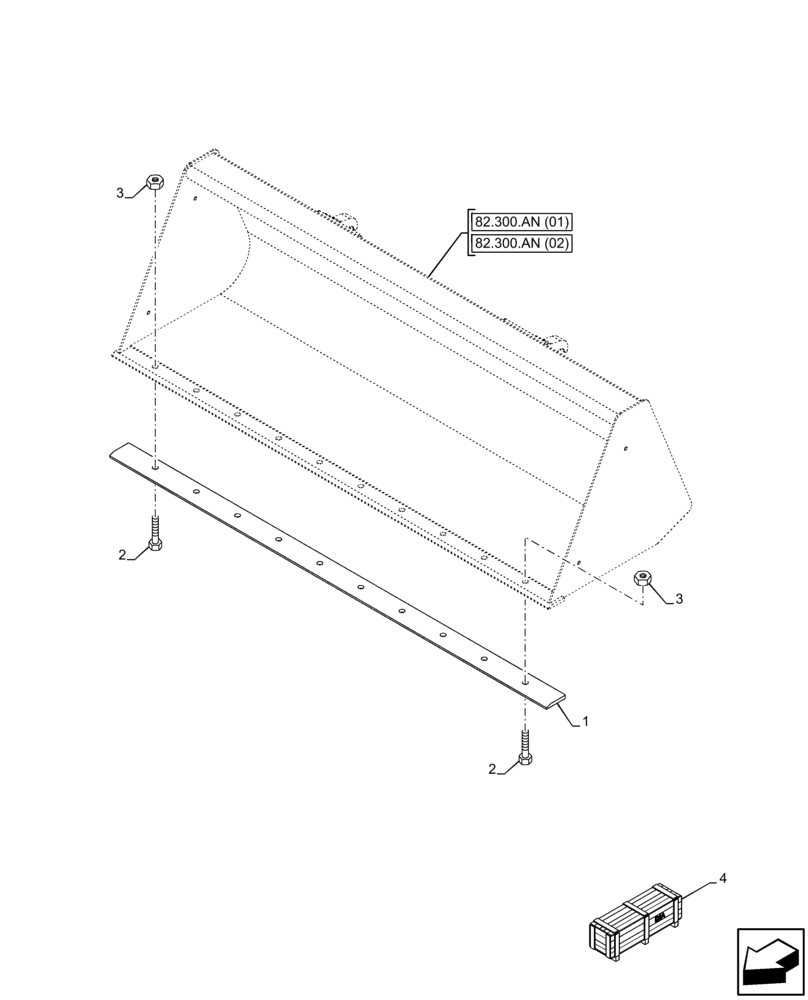 Схема запчастей Case IH FARMALL 100C - (88.100.82[02]) - DIA KIT, BOLT, CUTTING EDGE (84 INCH) (88) - ACCESSORIES