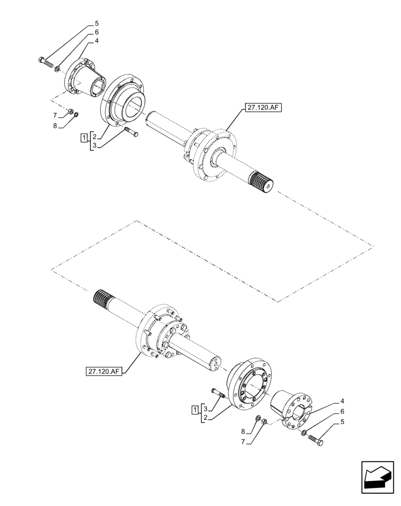 Схема запчастей Case IH PUMA 150 - (27.120.AR[01]) - VAR - 332639 - REAR AXLE, WHEEL HUB (27) - REAR AXLE SYSTEM