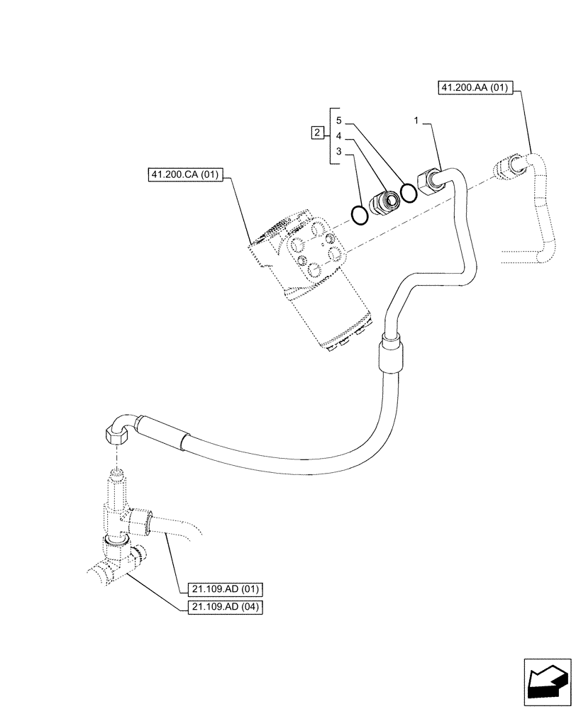 Схема запчастей Case IH PUMA 165 - (41.200.AK[01]) - VAR - 391347 - STEERING, RETURN, LINE, PWS (41) - STEERING