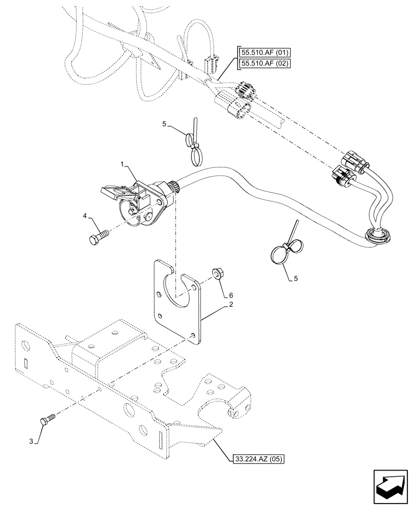 Схема запчастей Case IH PUMA 220 CVT - (55.350.AD[02]) - VAR - 758650 - ANTILOCK BRAKING SYSTEM (ABS), TRAILER, SOCKET (55) - ELECTRICAL SYSTEMS