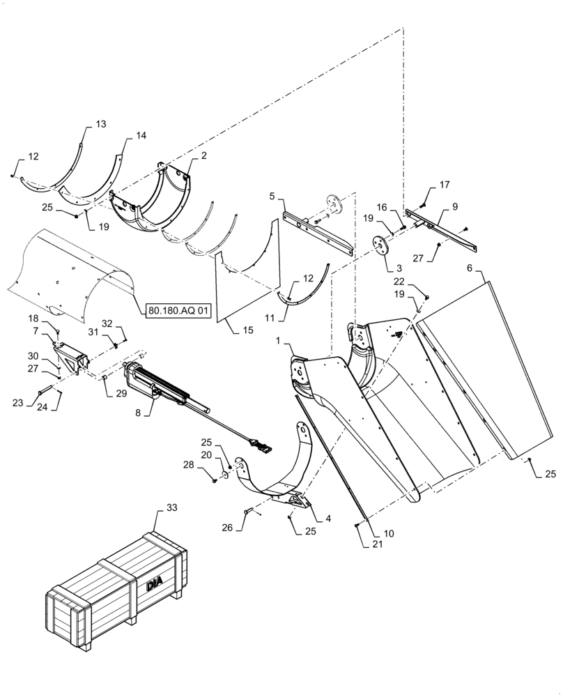 Схема запчастей Case IH 6140 - (80.180.AQ[05]) - VAR - 425554 - SPOUT, PIVOT, UNLOADING TUBE (80) - CROP STORAGE/UNLOADING