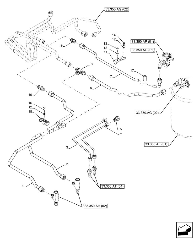 Схема запчастей Case IH PUMA 200 CVT - (33.350.AH[04]) - VAR - 337479, 337480 - ANTILOCK BRAKING SYSTEM (ABS), LINE (33) - BRAKES & CONTROLS