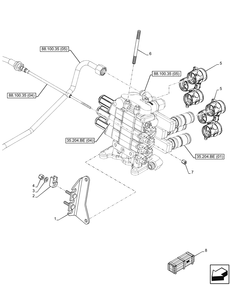 Схема запчастей Case IH FARMALL 120C - (88.100.35[06]) - DIA KIT, 3RD REMOTE CONTROL VALVE (88) - ACCESSORIES