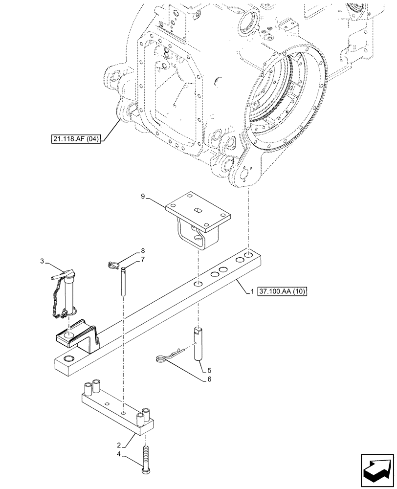 Схема запчастей Case IH PUMA 185 - (37.100.AA[09]) - VAR - 758652, 758654, 758656, 758862 - DRAWBAR (37) - HITCHES, DRAWBARS & IMPLEMENT COUPLINGS