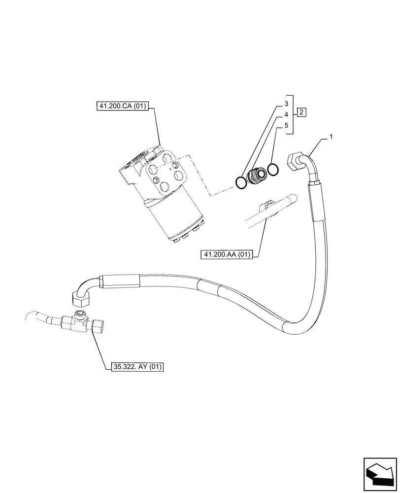 Схема запчастей Case IH PUMA 185 - (41.200.AK[01]) - VAR - 339320, 338321 - STEERING, RETURN, LINE, PWS (41) - STEERING
