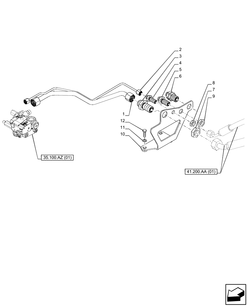 Схема запчастей Case IH PUMA 200 - (41.200.AA[02]) - VAR - 338320, 338321, 338322, 338326, 338327, 338330, 338332, 391347, 758802, 758803, 758804, 758805, 758806, 758807, 758871 - STEERING VALVE, LINE, CVT (41) - STEERING