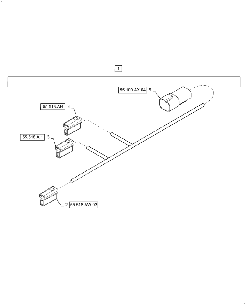 Схема запчастей Case IH QUADTRAC 580 - (55.518.BL[03]) - WINDSHIELD WASHER HARNESS, ASN ZFF308001 (55) - ELECTRICAL SYSTEMS