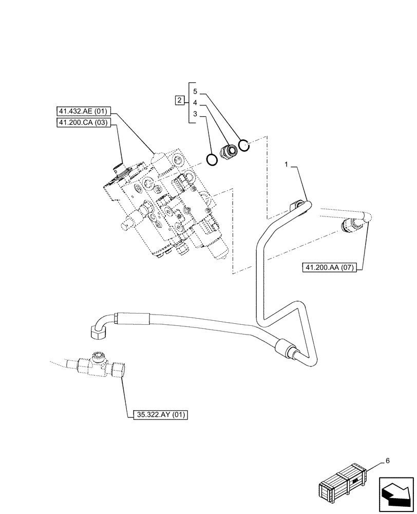 Схема запчастей Case IH PUMA 200 - (41.200.AK[06]) - VAR - 338321, 338322, 338326, 338327, 338330, 338332, 758802, 758803, 758804, 758805, 758806, 758807, 758871 - STEERING, RETURN, LINE, AUTOGUIDANCE, POW (41) - STEERING