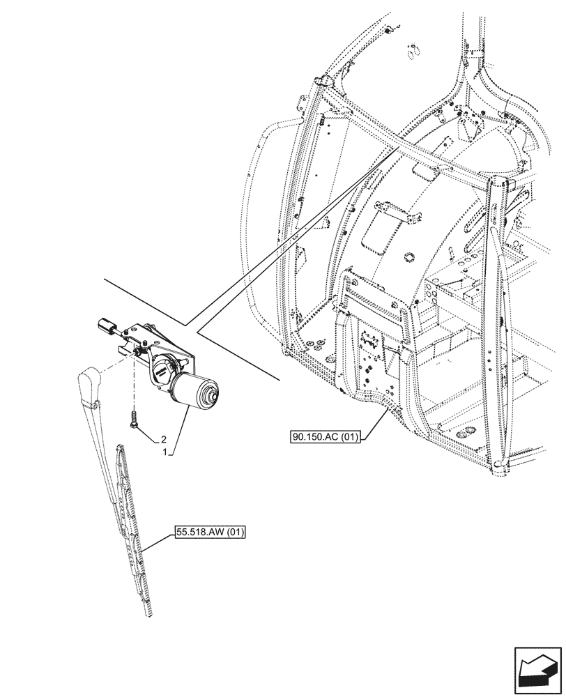 Схема запчастей Case IH PUMA 185 - (55.518.AZ[01]) - VAR - 391147, 391148, 758034 - WINDSHIELD WIPER, MOTOR (55) - ELECTRICAL SYSTEMS