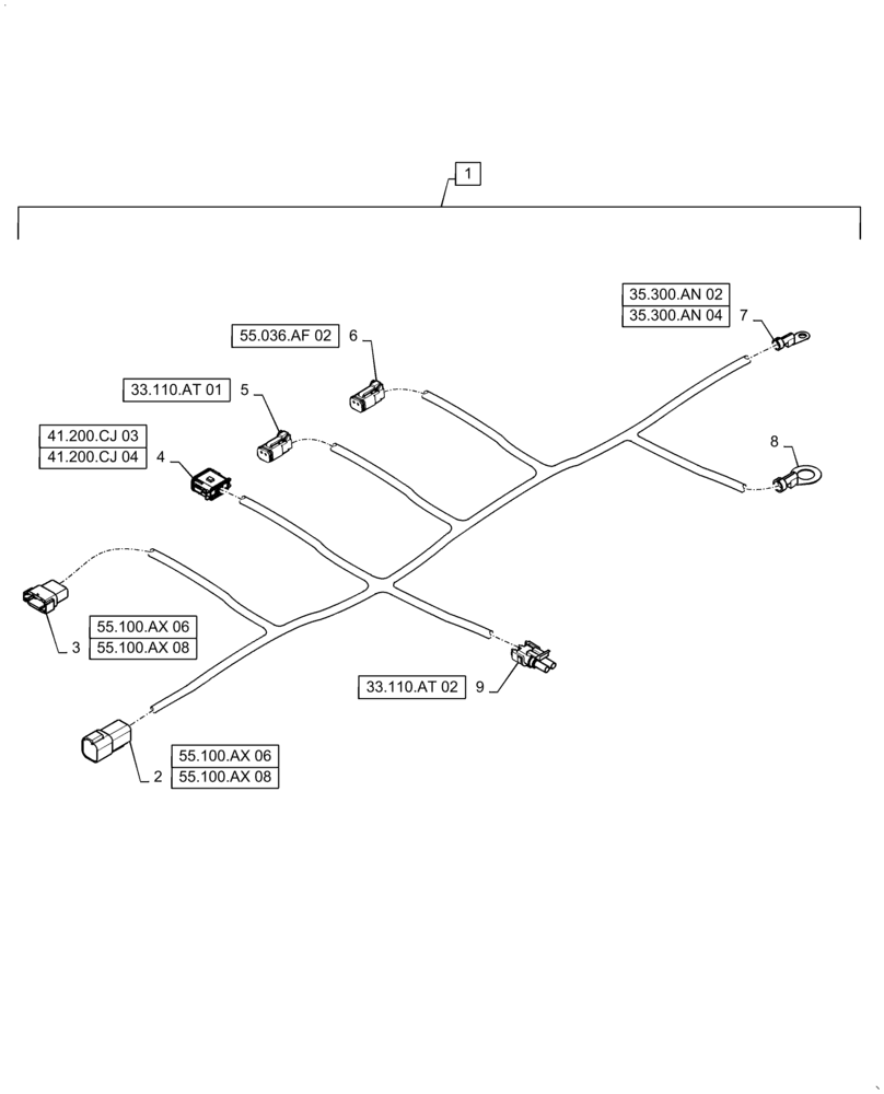 Схема запчастей Case IH STEIGER 420 - (55.036.AF[03]) - HYDRAULIC SYSTEM HARNESS, ASN ZFF308001 (55) - ELECTRICAL SYSTEMS