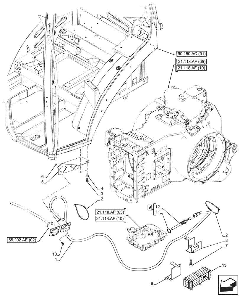 Схема запчастей Case IH PUMA 220 CVT - (21.118.AJ[02]) - VAR - 758008 - TRANSMISSION OIL, HEATER (240V) (21) - TRANSMISSION