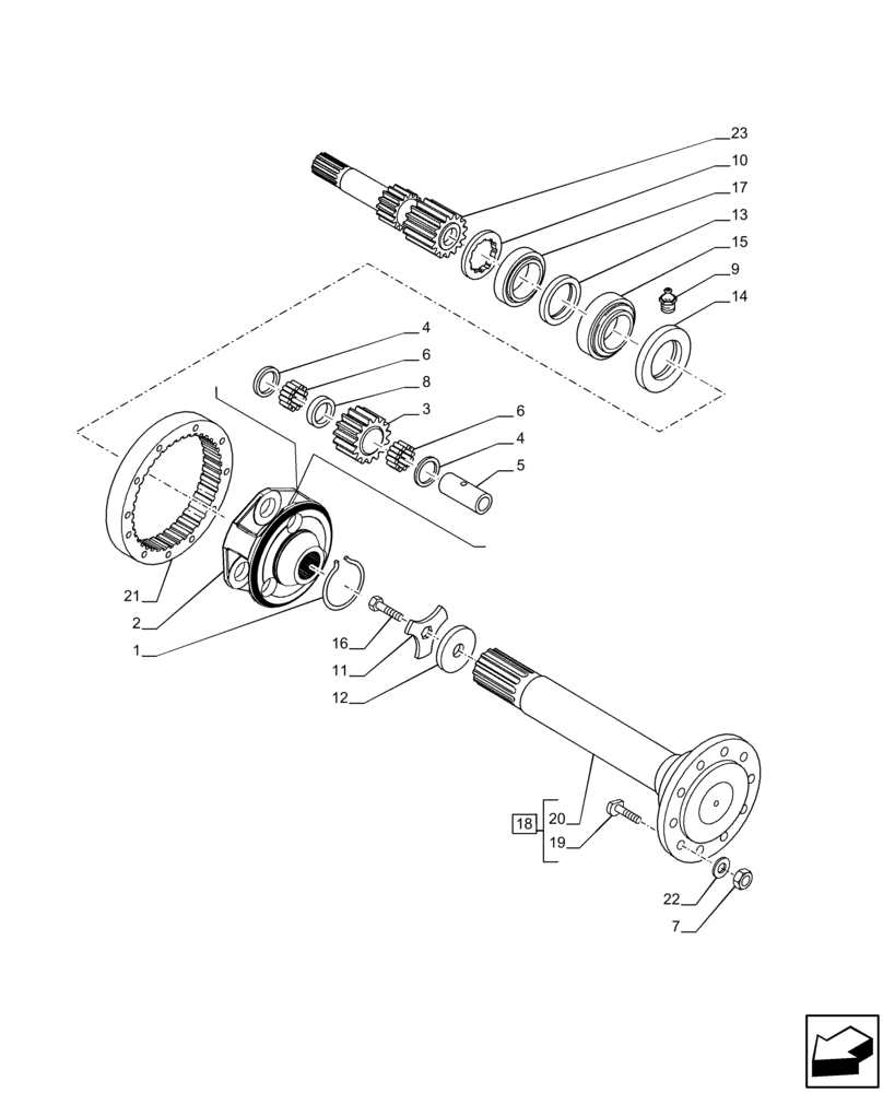 Схема запчастей Case IH PUMA 200 - (27.120.AF[06]) - VAR - 337424 - REAR AXLE, FINAL DRIVE, SHAFT, PLANETARY GEAR, W/ ANTILOCK BRAKING SYSTEM (ABS) (27) - REAR AXLE SYSTEM