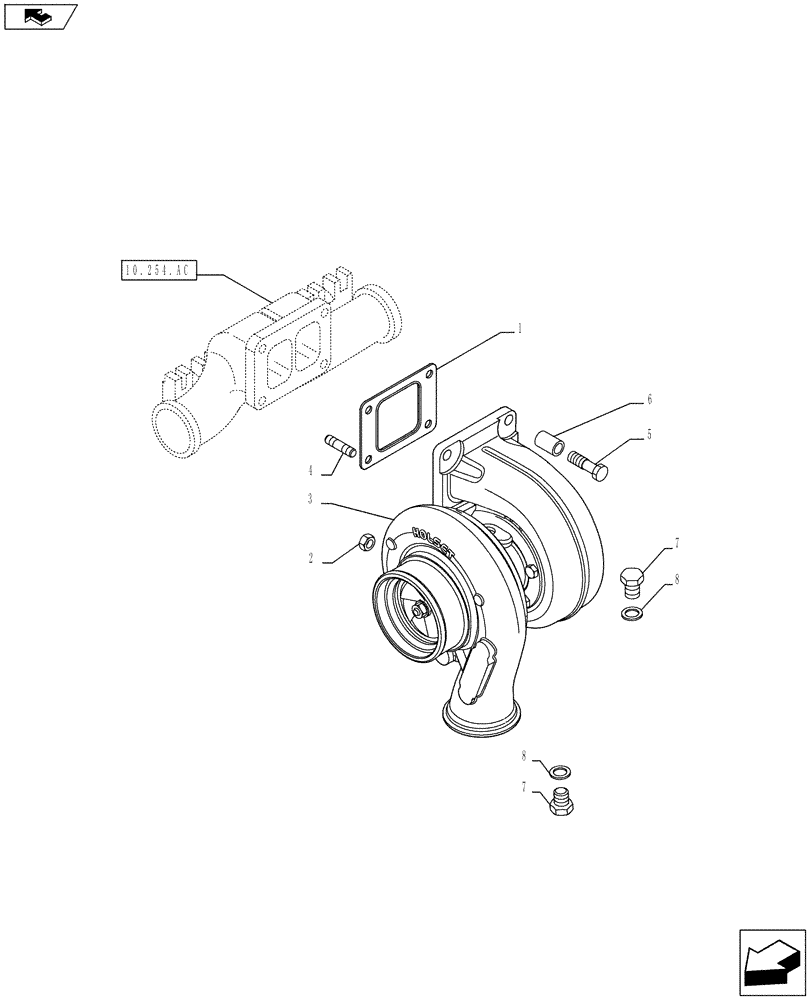 Схема запчастей Case IH F3BE9684B H001 - (10.250.AC) - TURBOCHARGER (10) - ENGINE