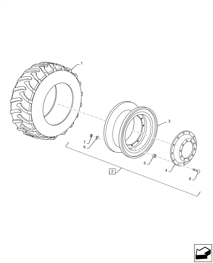 Схема запчастей Case IH PUMA2104 - (44.511.AE[02]) - FRONT WHEEL, GUIZHOU (44) - WHEELS