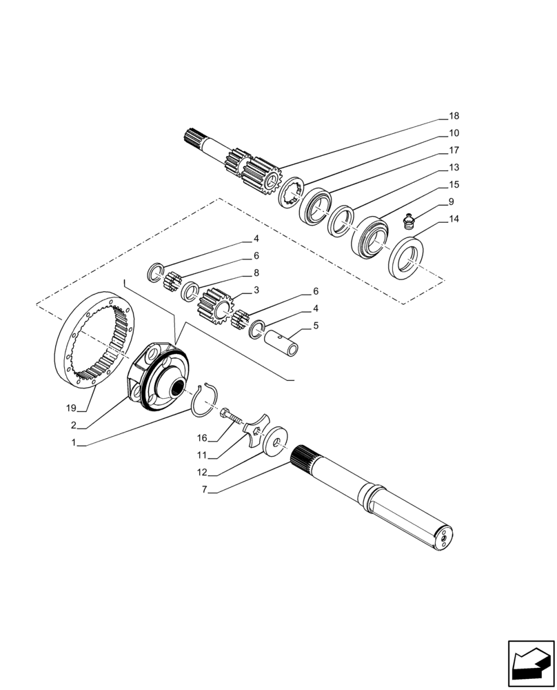 Схема запчастей Case IH PUMA 185 CVT - (27.120.AF[07]) - VAR - 337417, 337418, 337419, 337425 - REAR AXLE, FINAL DRIVE, SHAFT, PLANETARY GEAR, 98 INCH, W/ ANTILOCK BRAKING SYSTEM (ABS) (27) - REAR AXLE SYSTEM