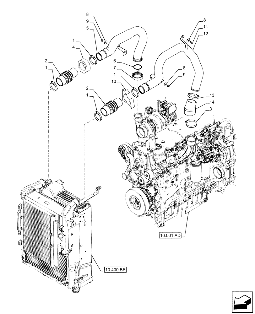 Схема запчастей Case IH PUMA 185 - (10.310.AB) - VAR - 391130, 758000 - AFTERCOOLER LINE (10) - ENGINE