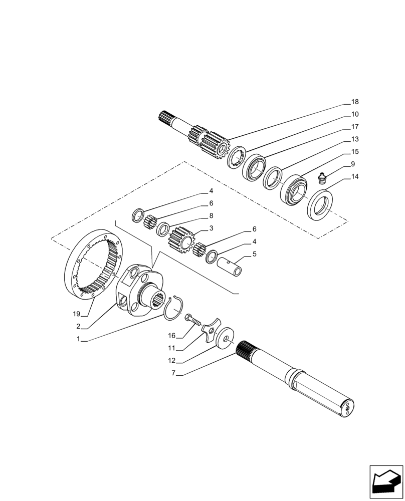 Схема запчастей Case IH PUMA 185 CVT - (27.120.AF[04]) - VAR - 391159, 708052 - REAR AXLE, FINAL DRIVE, SHAFT, PLANETARY GEAR, 98 INCH (27) - REAR AXLE SYSTEM