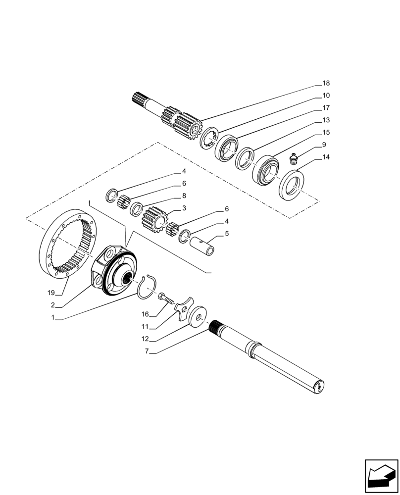 Схема запчастей Case IH PUMA 200 CVT - (27.120.AF[12]) - VAR - 337422, 337423 - REAR AXLE, FINAL DRIVE, SHAFT, PLANETARY GEAR, 119 INCH, W/ ANTILOCK BRAKING SYSTEM (ABS) (27) - REAR AXLE SYSTEM