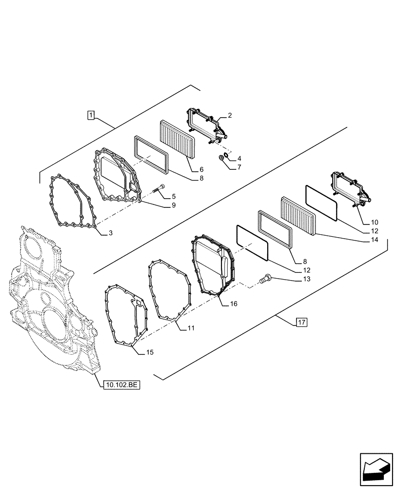 Схема запчастей Case IH F3BE9684A H001 - (10.304.AP) - ENGINE, BREATHER (10) - ENGINE