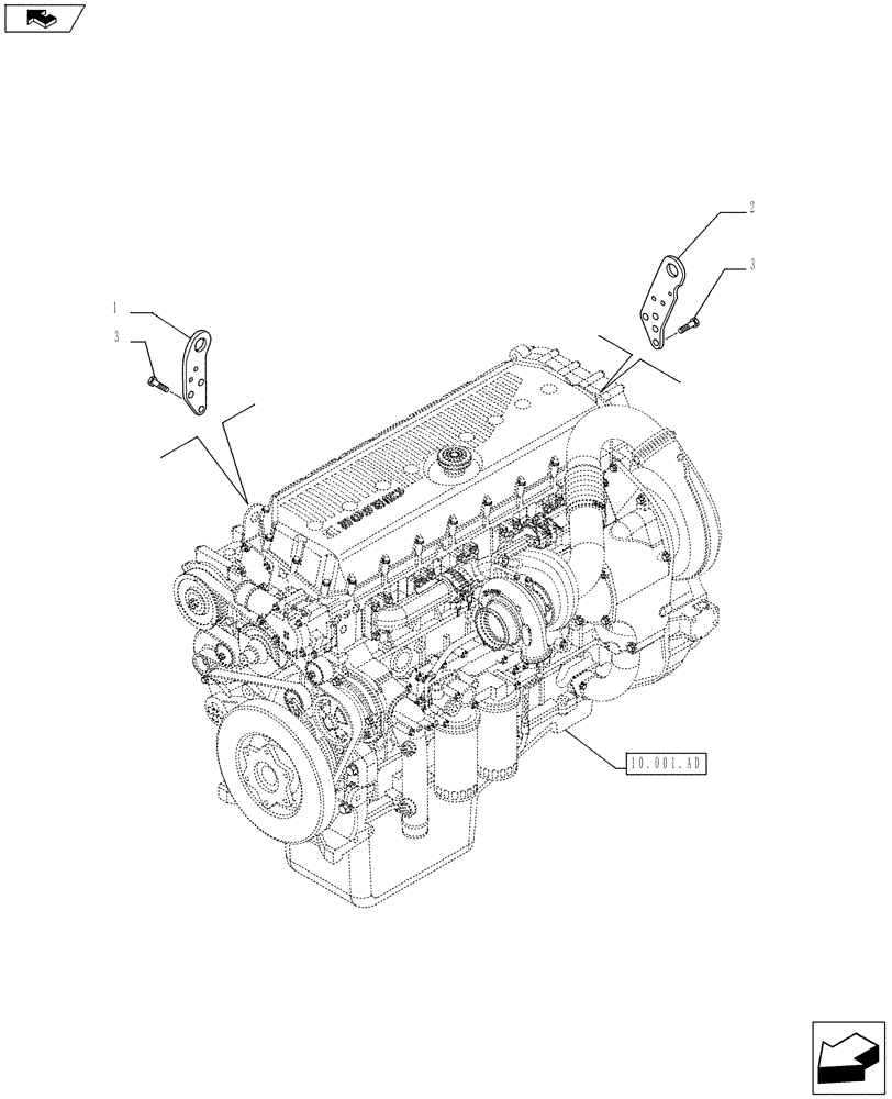 Схема запчастей Case IH F3BE9684A H001 - (10.001.AK[01]) - ENGINE, HOOK (10) - ENGINE