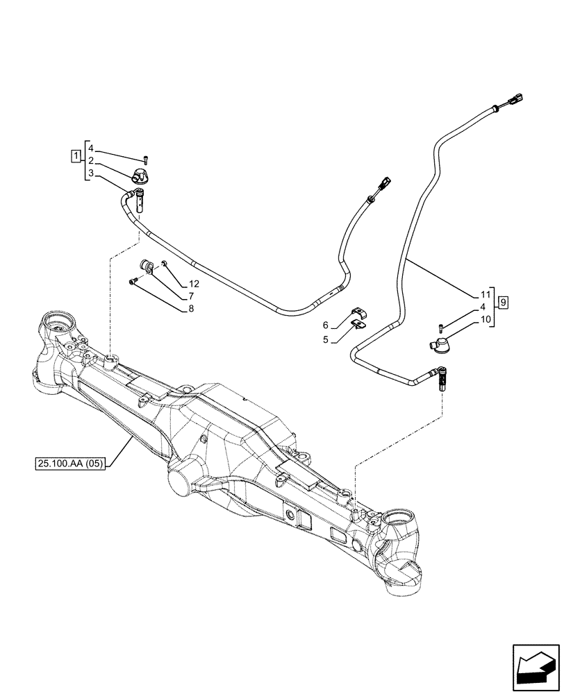 Схема запчастей Case IH PUMA 220 CVT - (55.047.AA[06]) - VAR - 337416 - SUSPENDED FRONT AXLE, W/BRAKES, STEERING, ANTILOCK BRAKING SYSTEM (ABS), SENSOR (55) - ELECTRICAL SYSTEMS