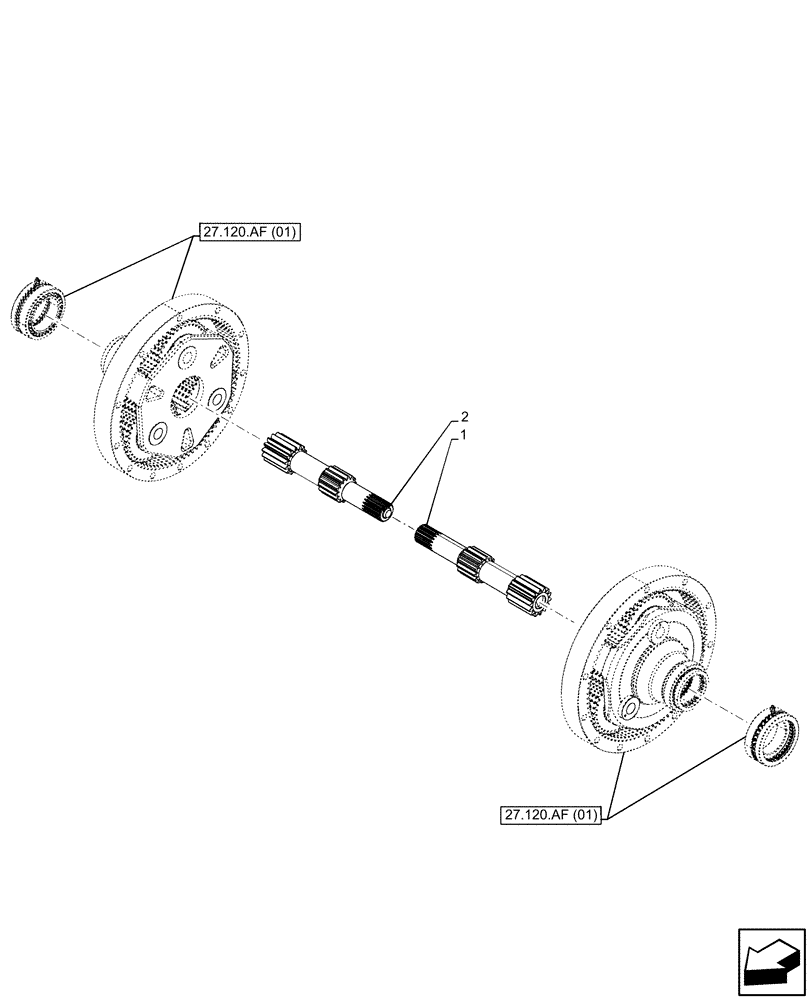 Схема запчастей Case IH PUMA 150 CVT - (27.120.AF[03]) - VAR - 391158, 758052, 758053 - REAR AXLE, FINAL DRIVE, SHAFT (27) - REAR AXLE SYSTEM