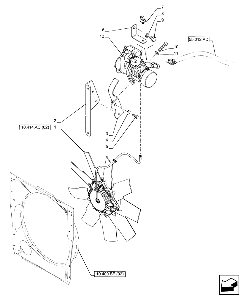 Схема запчастей Case IH PUMA 185 - (10.414.AQ) - VAR - 332231, 758000 - REVERSIBLE FAN (10) - ENGINE