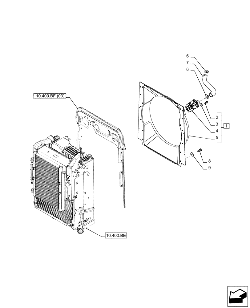 Схема запчастей Case IH PUMA 150 CVT - (10.400.BF[01]) - VAR - 391130, 392753 - FAN, SHROUD (10) - ENGINE