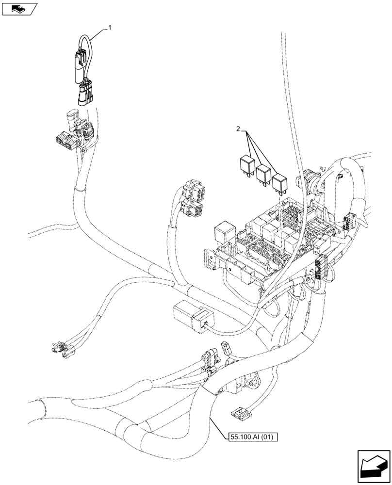 Схема запчастей Case IH FARMALL 105U - (55.100.AX[01]) - VAR - 744712 - WIRE HARNESS, FRONT (55) - ELECTRICAL SYSTEMS