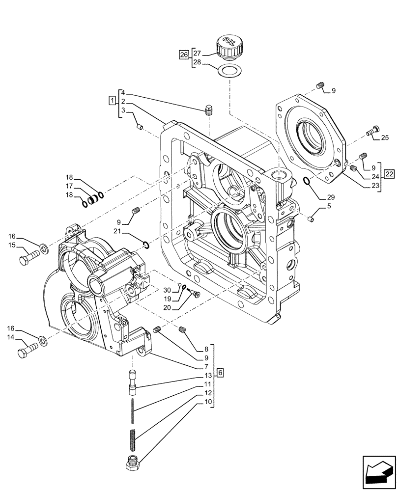 Схема запчастей Case IH FARMALL 110U - (31.114.030) - VAR - 390433 - REAR PTO, HOUSING & COVERS, 2-SPEED, NA (31) - IMPLEMENT POWER TAKE OFF