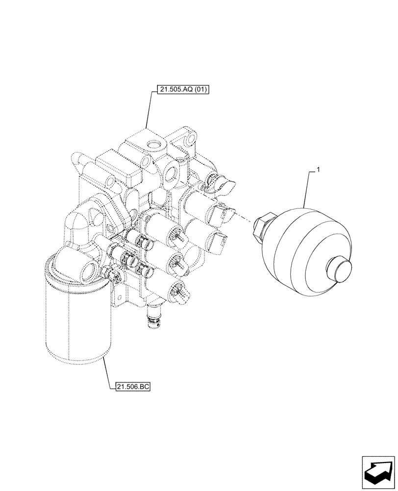 Схема запчастей Case IH PUMA 150 CVT - (21.506.AA) - VAR - 391138, 758022 - TRANSMISSION, ACCUMULATOR (21) - TRANSMISSION