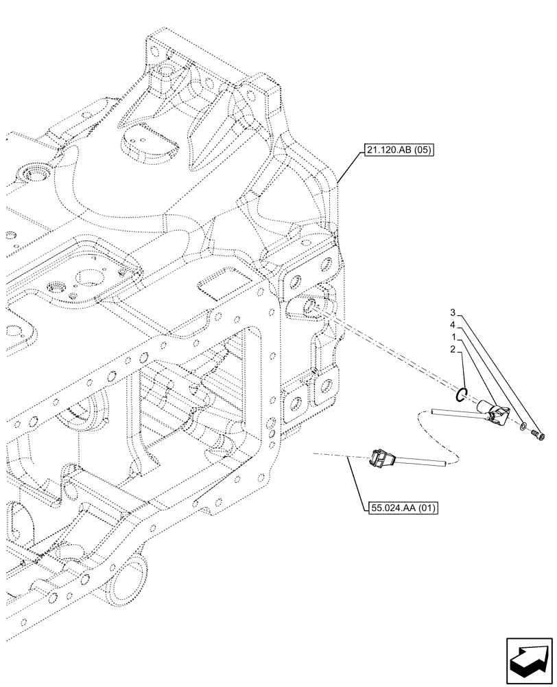 Схема запчастей Case IH PUMA 220 CVT - (55.020.AB[04]) - VAR - 337427, 337433, 391138, 758022, 759053 - TRANSMISSION, SPEED SENSOR (55) - ELECTRICAL SYSTEMS