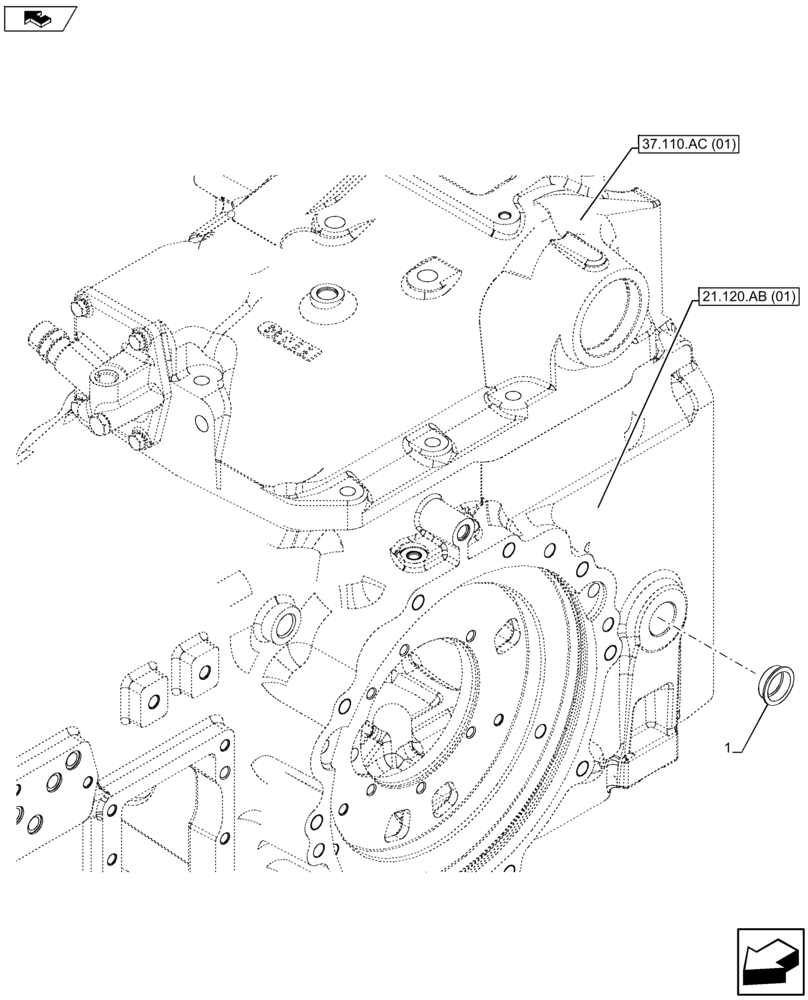 Схема запчастей Case IH FARMALL 115U - (21.120.AB[03]) - VAR - 390832 - PLUG, GEARBOX HOUSING (21) - TRANSMISSION