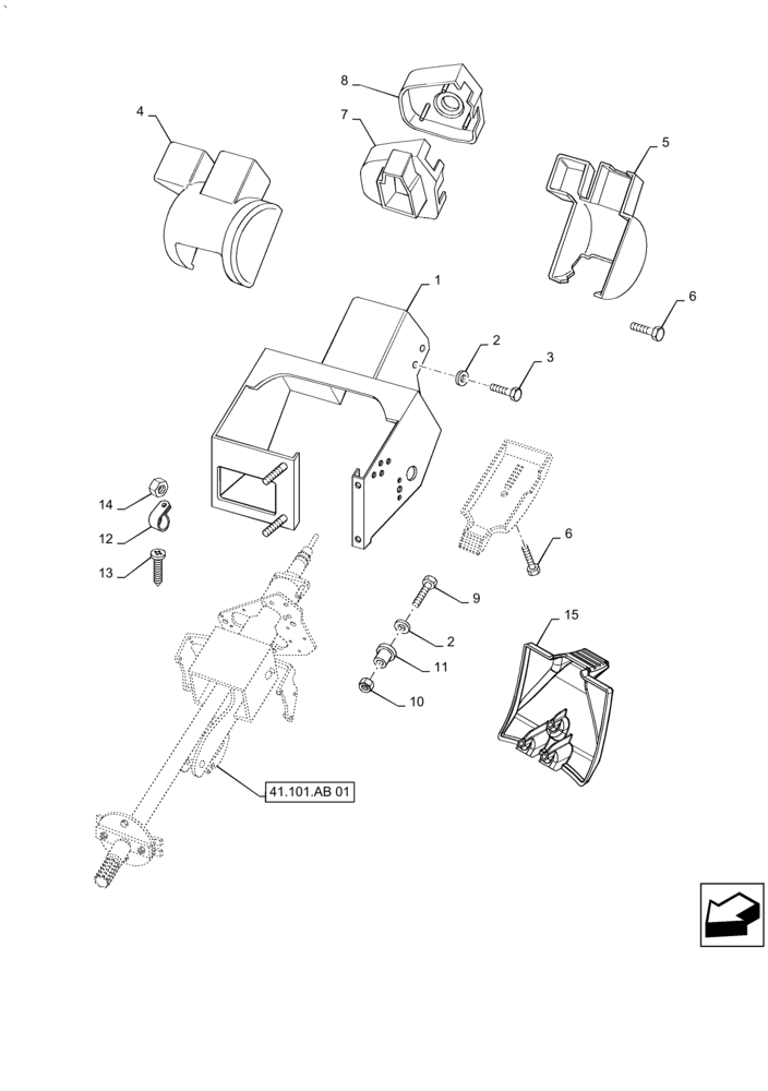 Схема запчастей Case IH PUMA2104 - (41.101.AB[02]) - COVER SUPPORT, STEERING COLUMN (41) - STEERING