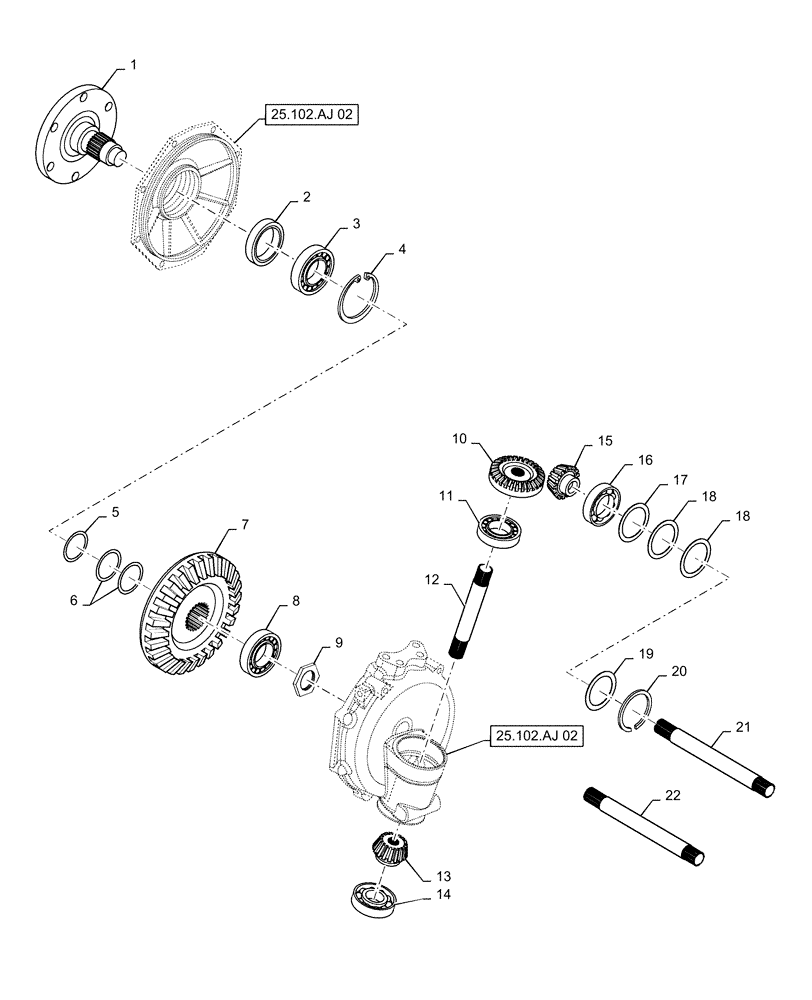 Схема запчастей Case IH FARMALL 35A - (23.314.AH[01]) - FRONT DRIVE (23) - FOUR WHEEL DRIVE SYSTEM