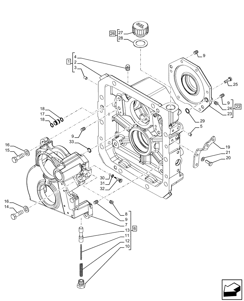 Схема запчастей Case IH FARMALL 120U - (31.116.040) - VAR - 331729 - REAR PTO, HOUSING & COVERS, 3-SPEED, NA (31) - IMPLEMENT POWER TAKE OFF