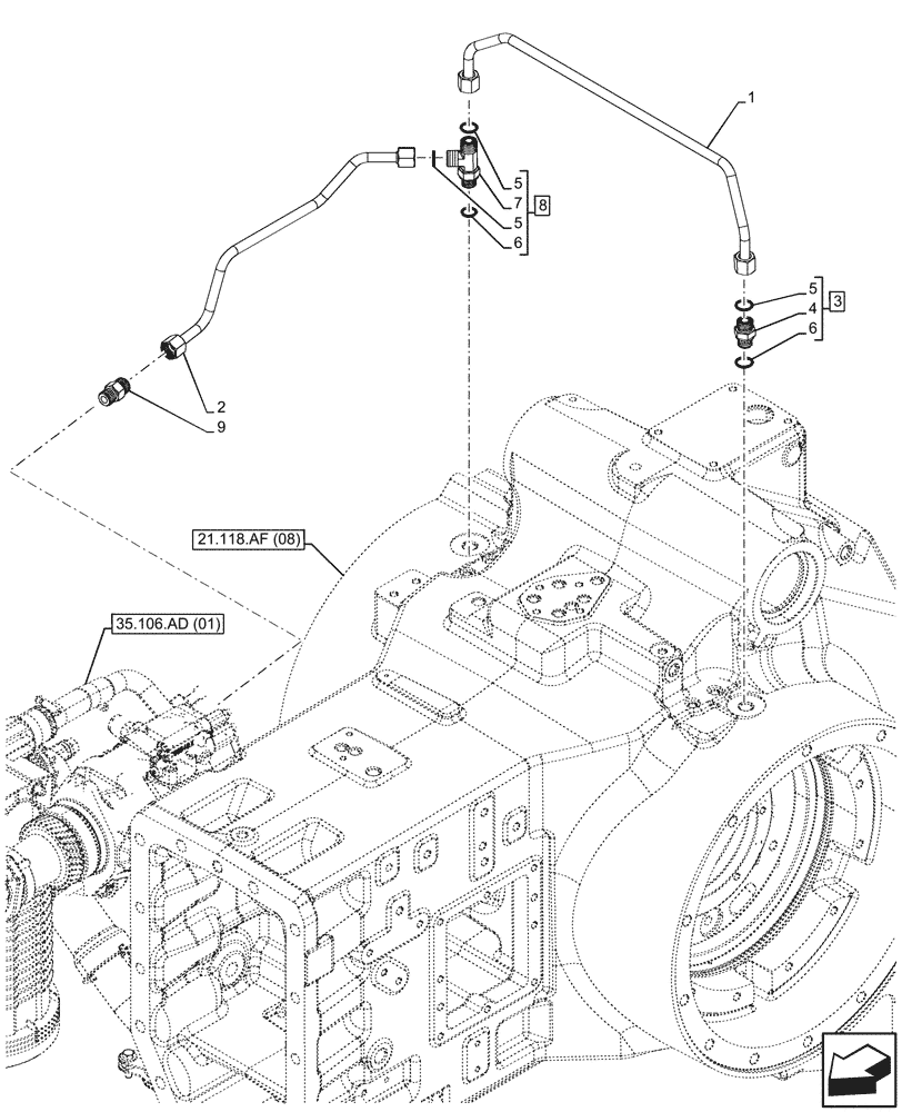 Схема запчастей Case IH PUMA 220 - (33.202.AP[09]) - VAR - 337426, 337428, 337429, 337430, 337431, 337432, 391137, 758017, 758018, 758019, 758020, 758021, 759052 - BRAKE LINE, POWERSHIFT (33) - BRAKES & CONTROLS