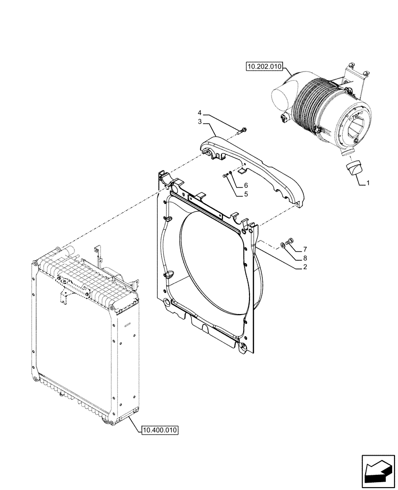 Схема запчастей Case IH FARMALL 120U - (10.400.020) - VAR - 390200 - RADIATOR FAN SHROUD (10) - ENGINE