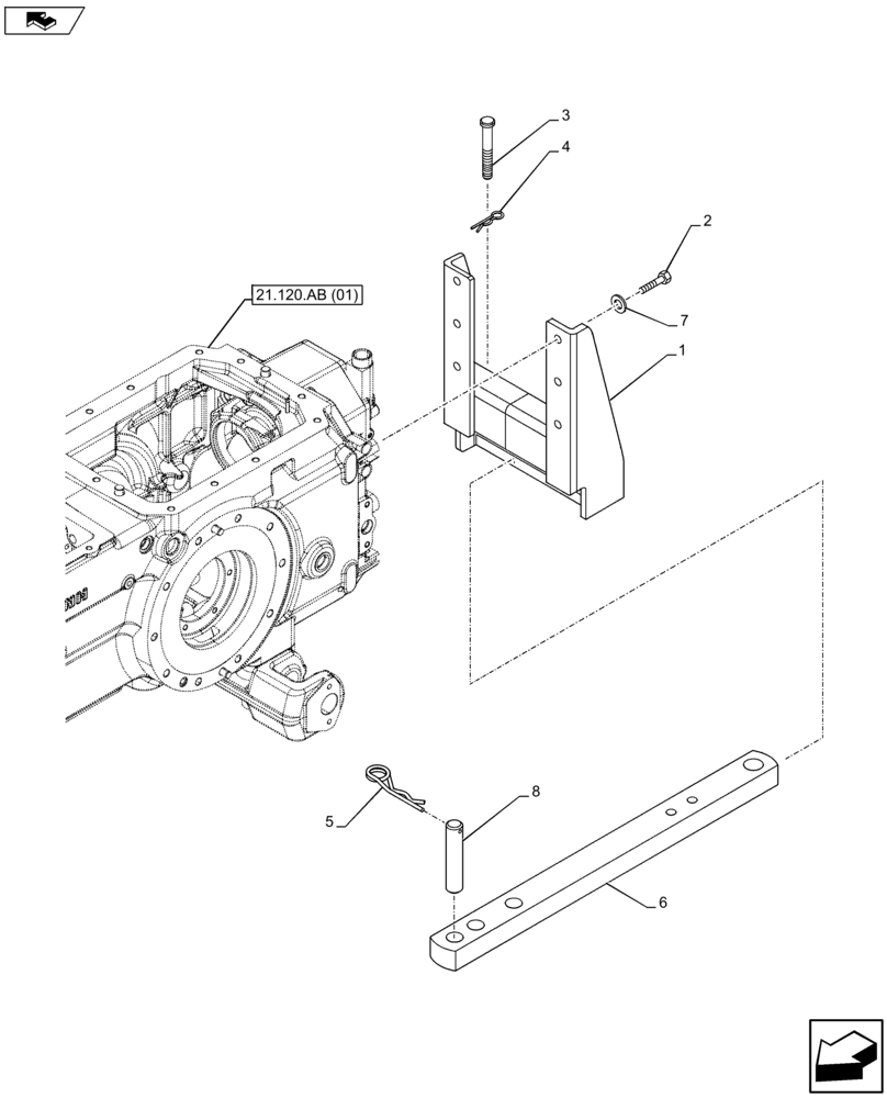 Схема запчастей Case IH FARMALL 105U - (37.100.AB[02]) - VAR - 334814 - DRAWBAR AND HITCH, DRAWBAR, SUPPORT (37) - HITCHES, DRAWBARS & IMPLEMENT COUPLINGS