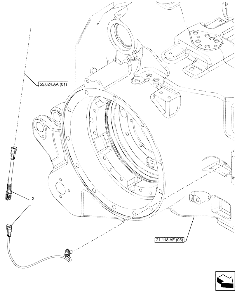 Схема запчастей Case IH PUMA 185 CVT - (55.020.AB[08]) - VAR - 337427, 337433, 391138, 758022, 758870, 759053 - TRANSMISSION, SPEED SENSOR (55) - ELECTRICAL SYSTEMS