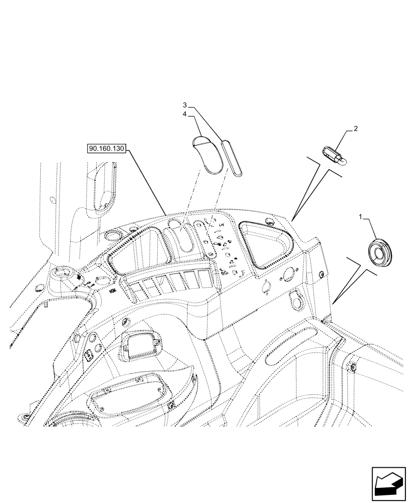 Схема запчастей Case IH FARMALL 120U - (55.522.010) - VAR - 390433 - PTO, FRONT, SWITCH, NA (55) - ELECTRICAL SYSTEMS